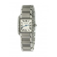 Cartier Tank Francaise 2384 20mm x 25mm Steel Custom Diamond Quartz Watch