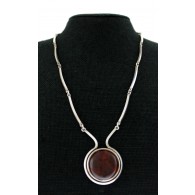 Vintage Niels Erik NE From Denmark 925 Sterling Silver Amber Pendant Necklace