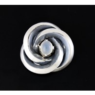 Vintage Signed Antonio Pineda Taxco Mexico 970 Silver Moonstone Brooch Pin