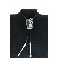 Vintage Bennett Navajo Native American Sterling Silver Claw Turquoise Bolo Tie