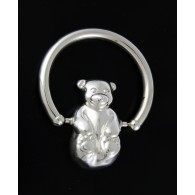 Vintage Tiffany & Co Sterling Silver Spinning Teddy Bear Teether Baby Rattle 