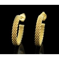 Tiffany & Co Somerset 18k Yellow Gold 25mm Wide Woven Mesh Hoop Earrings