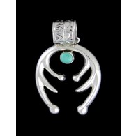 Vintage Rose Chee Native American 925 Sterling Turquoise Pendant