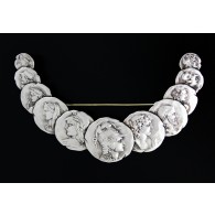 George W. Shiebler #1391 Etruscan Homeric Medallion Sterling Silver Brooch Pin