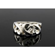 Tiffany & Co Paloma Picasso Sterling Silver Triple 3 Loving Hearts Ring Size 7