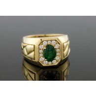 EFFY 14k Yellow Gold Emerald Diamond Ring Size 10.25
