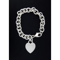 Tiffany & Co Sterling Silver Heart Tag Charm Oval Link Chain Bracelet Size 6.25"
