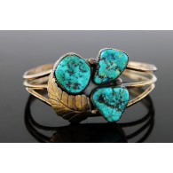 Old Pawn Zuni Native American Sterling Silver Turquoise Cuff Bracelet 6"