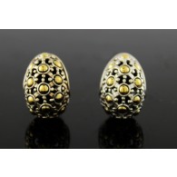 John Hardy Dot Jaisalmer Buddha Belly Sterling Silver 18k Gold Earrings