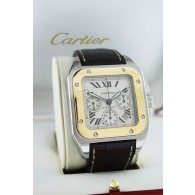 Cartier Santos 100 XL Chrono #2740 Steel 18k Yellow Gold Watch