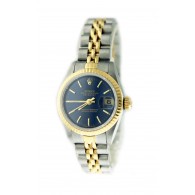 1985 Rolex Datejust 69173 26mm Two Tone 18k Gold Steel Blue Dial Automatic Watch