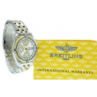 Breitling Chronomat Chronograph D13050 40mm 18k Gold Steel MOP Automatic Watch 