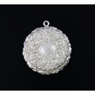 Antique Art Nouveau 257 Sterling Silver Vermeil Compact Pendant With Powder Puff