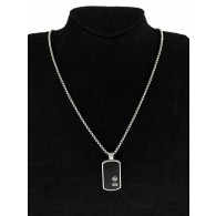 David Yurman Sterling Silver Black Onyx Dog Tag 2.5mm Box Chain Necklace 26.5"