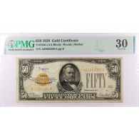 Series Of 1928 $50 Small Size Gold Certificate Fr#2404 AA Block PMG VF30 Ink