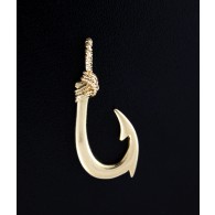 Signed Kabana 14k Yellow Gold Fishhook Pendant For Necklace