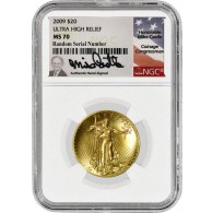 2009 $20 Ultra High Relief St Gaudens Double Eagle 1 oz .9999 Fine Gold NGC MS70 Mike Castle Label
