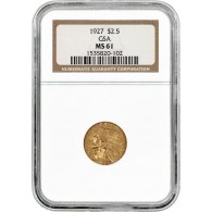 1927 $2.50 Indian Head Quarter Eagle Gold NGC MS61 GSA Uncirculated Coin