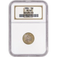 1886 10C Proof Seated Liberty Dime Silver NGC PF62 Coin