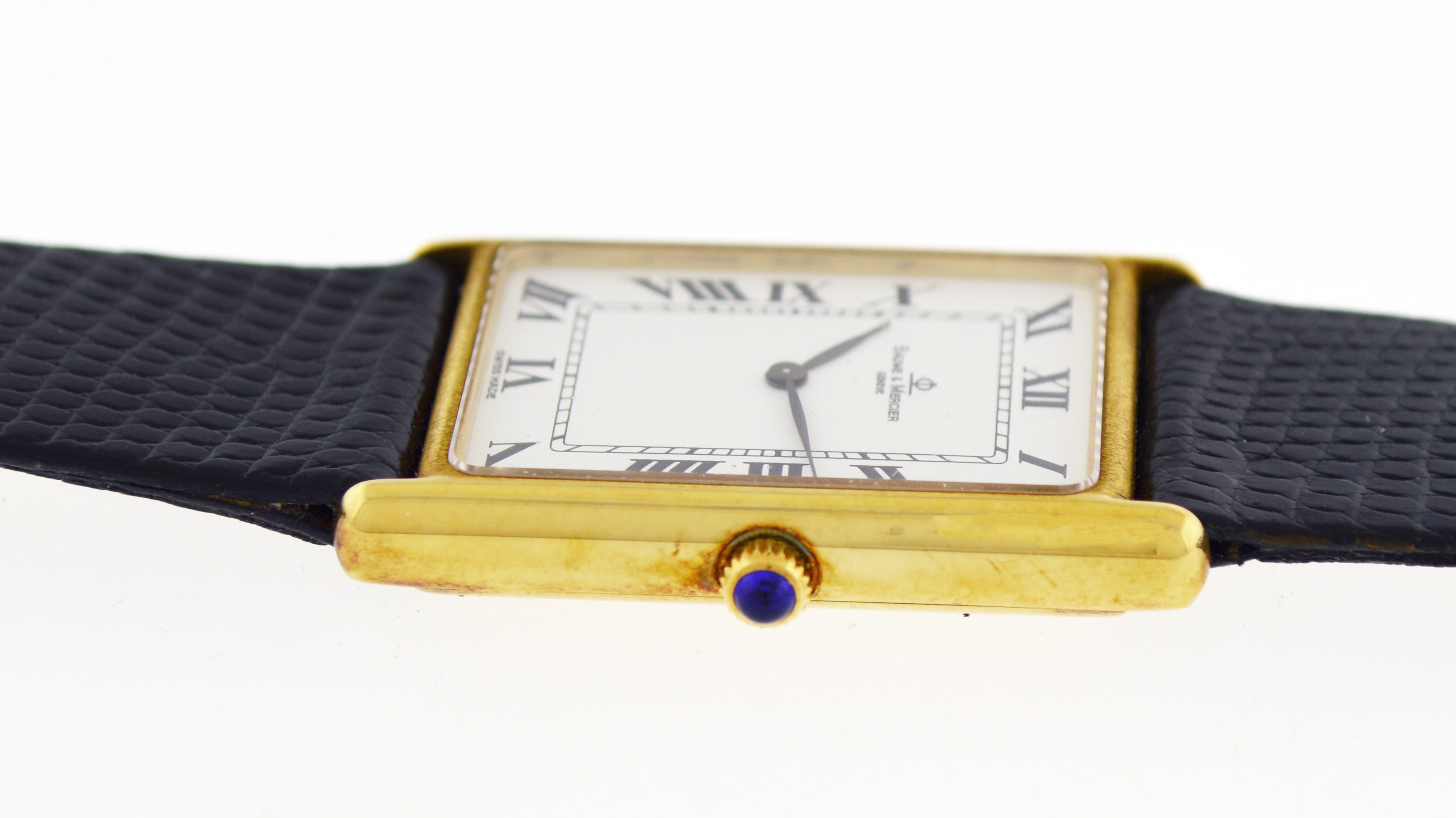 Vintage Baume & Mercier 23mm 14k Yellow Gold Tank Quartz Watch 97256 ...