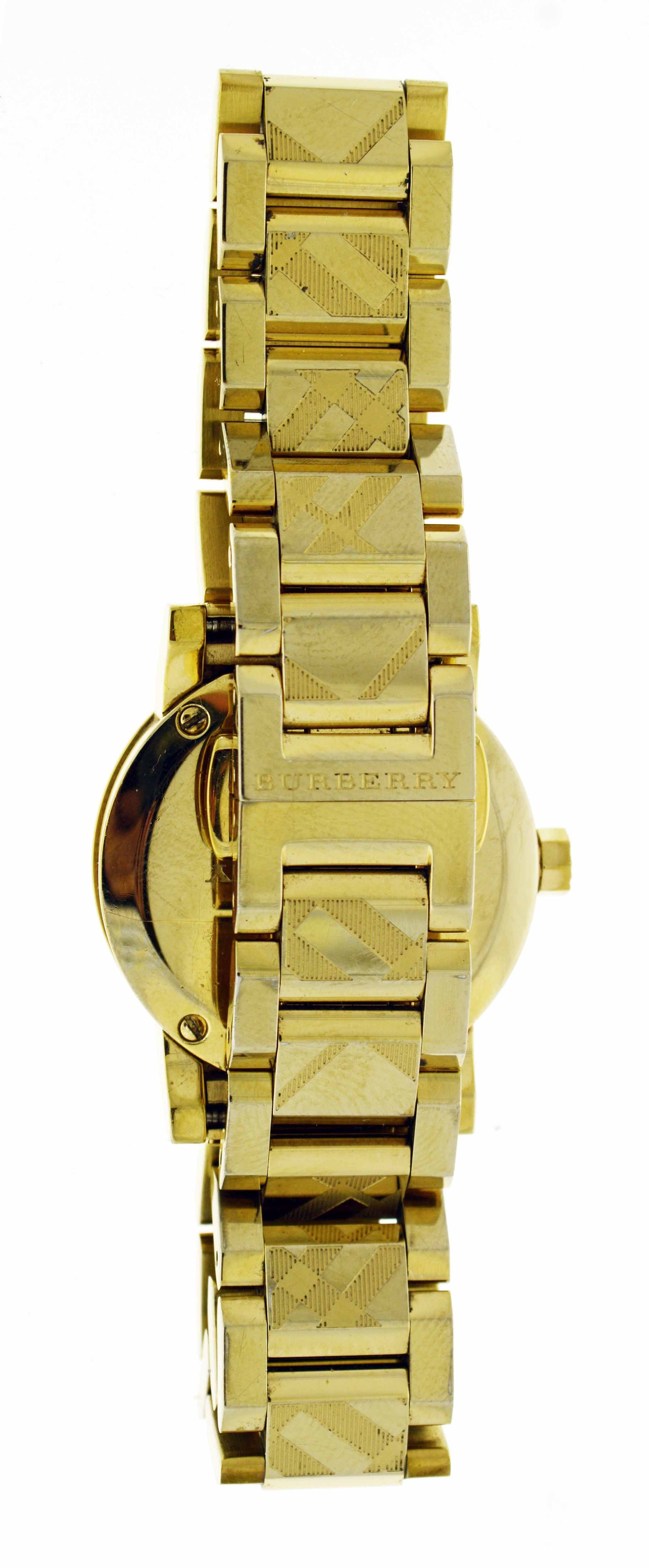 Burberry Check The City 26mm Gold Tone Stainless Steel Quartz Watch ...