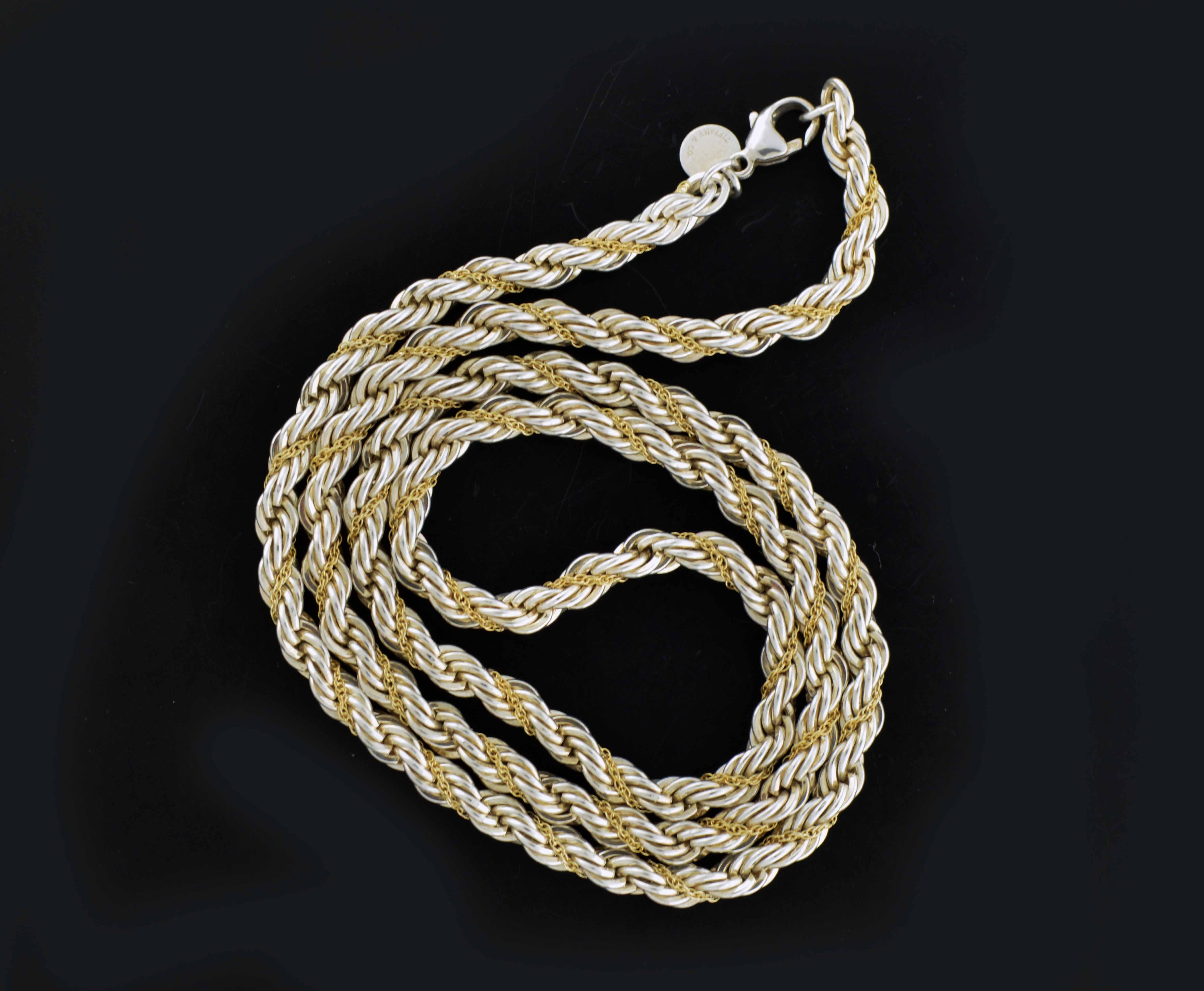 Tiffany & Co 18k Yellow Gold Sterling Silver 5mm Twisted Rope Chain