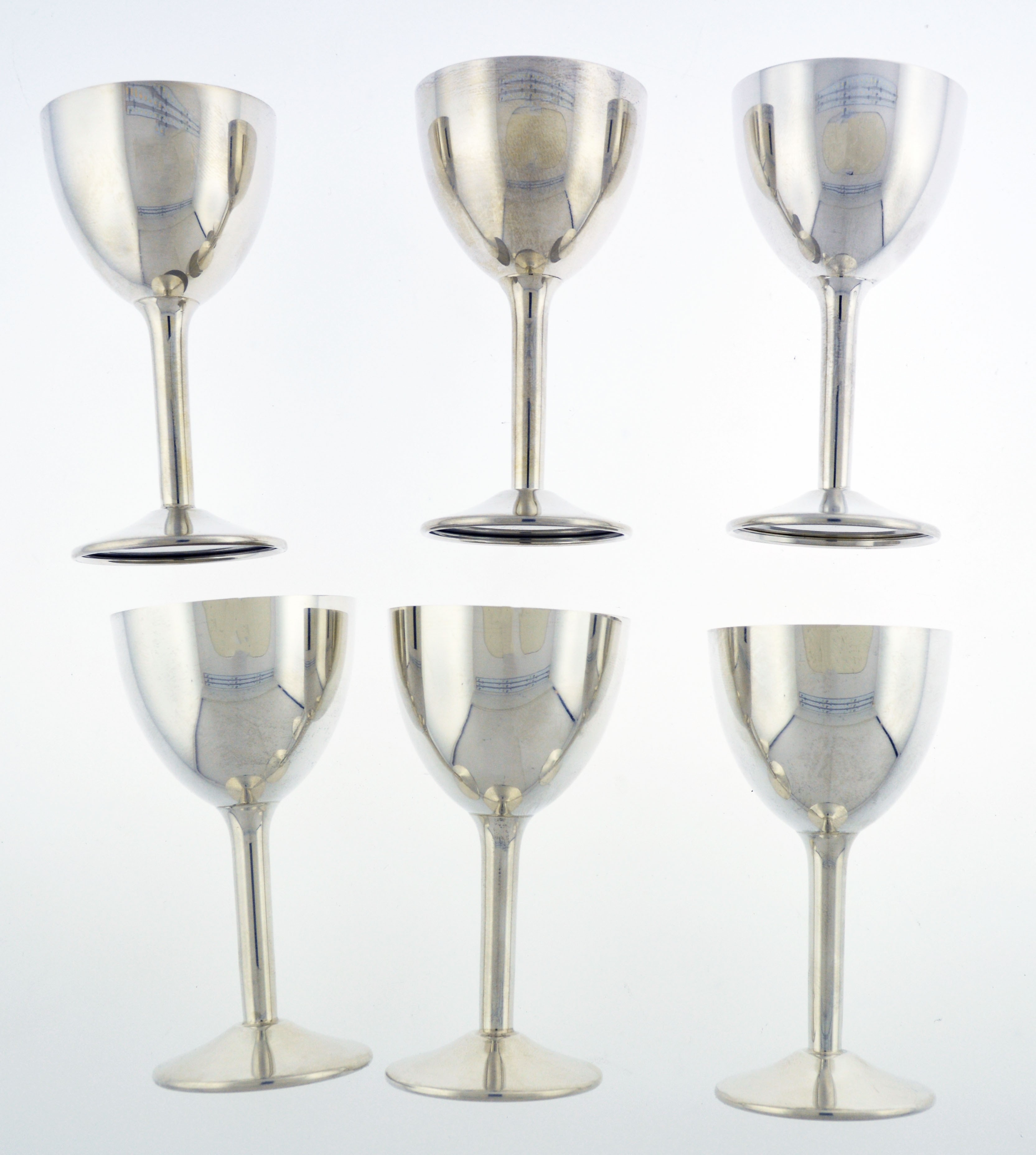 Vintage Set Of 6 Cartier Pattern 82 Sterling Silver Cordial Cups 3.5