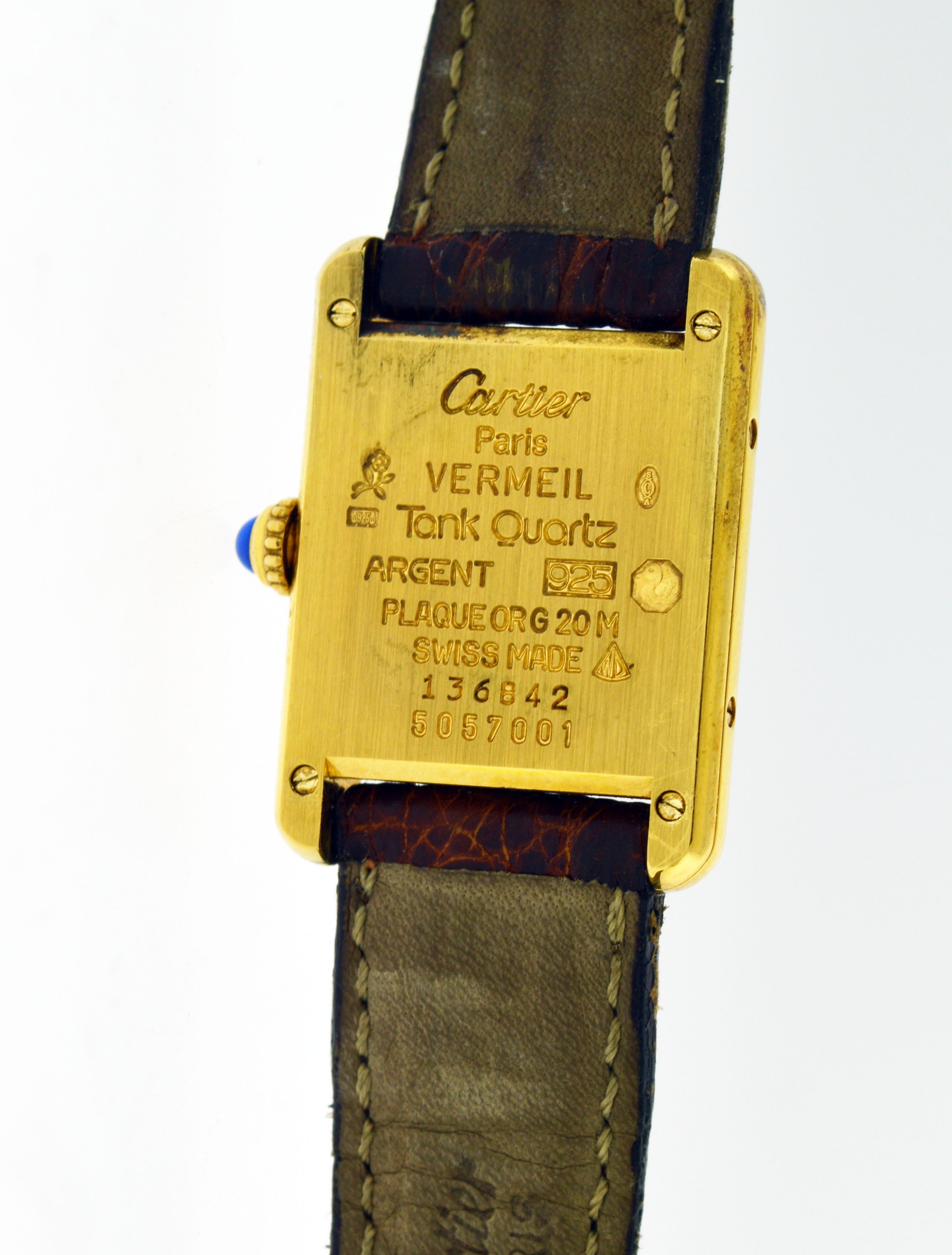 Vintage Must de Cartier Tank 20mm 925 Sterling Silver Vermeil Quartz