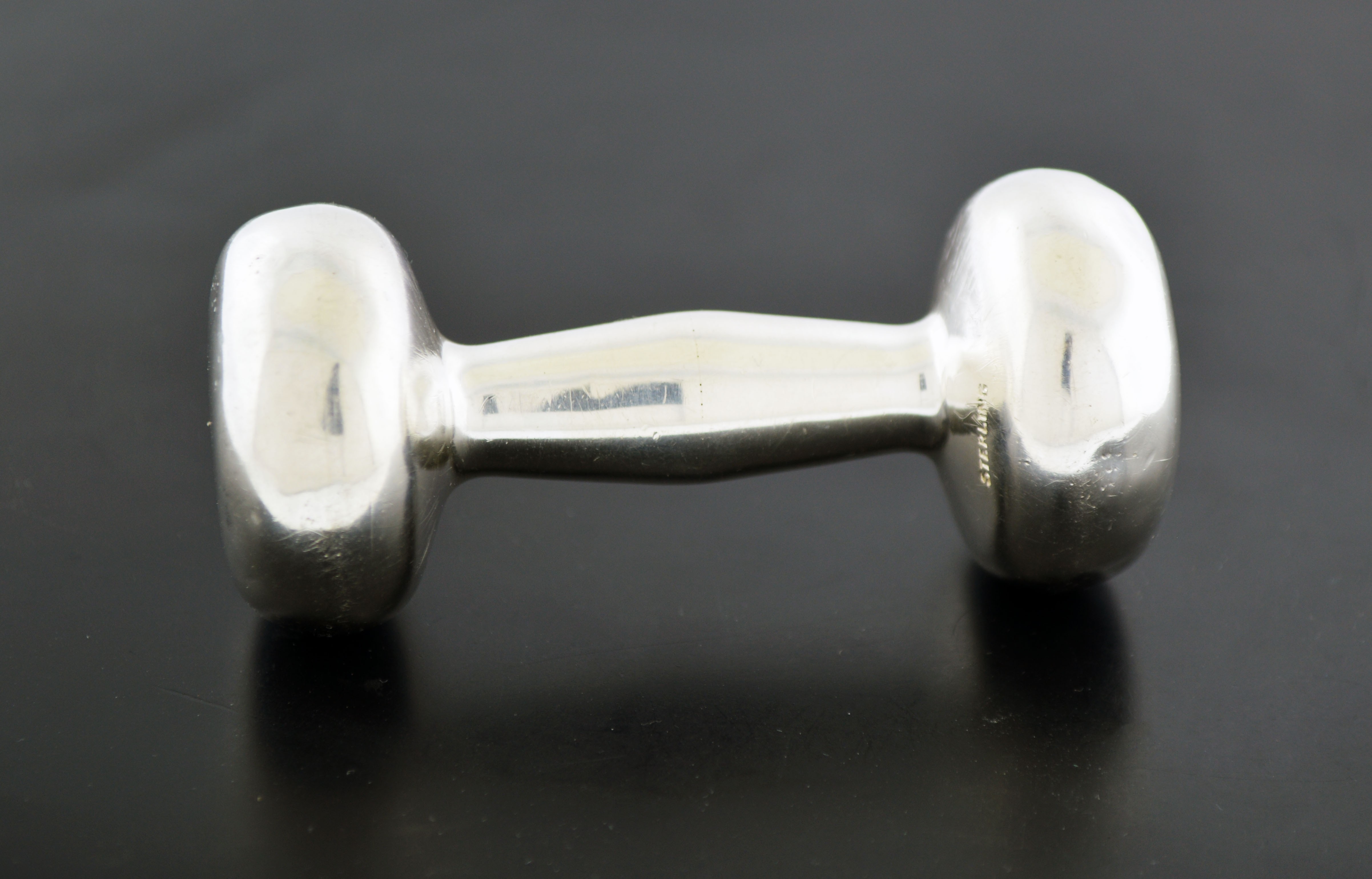 Vintage Cartier 925 Sterling Silver Barbell Dumbbell Baby Infant Rattle