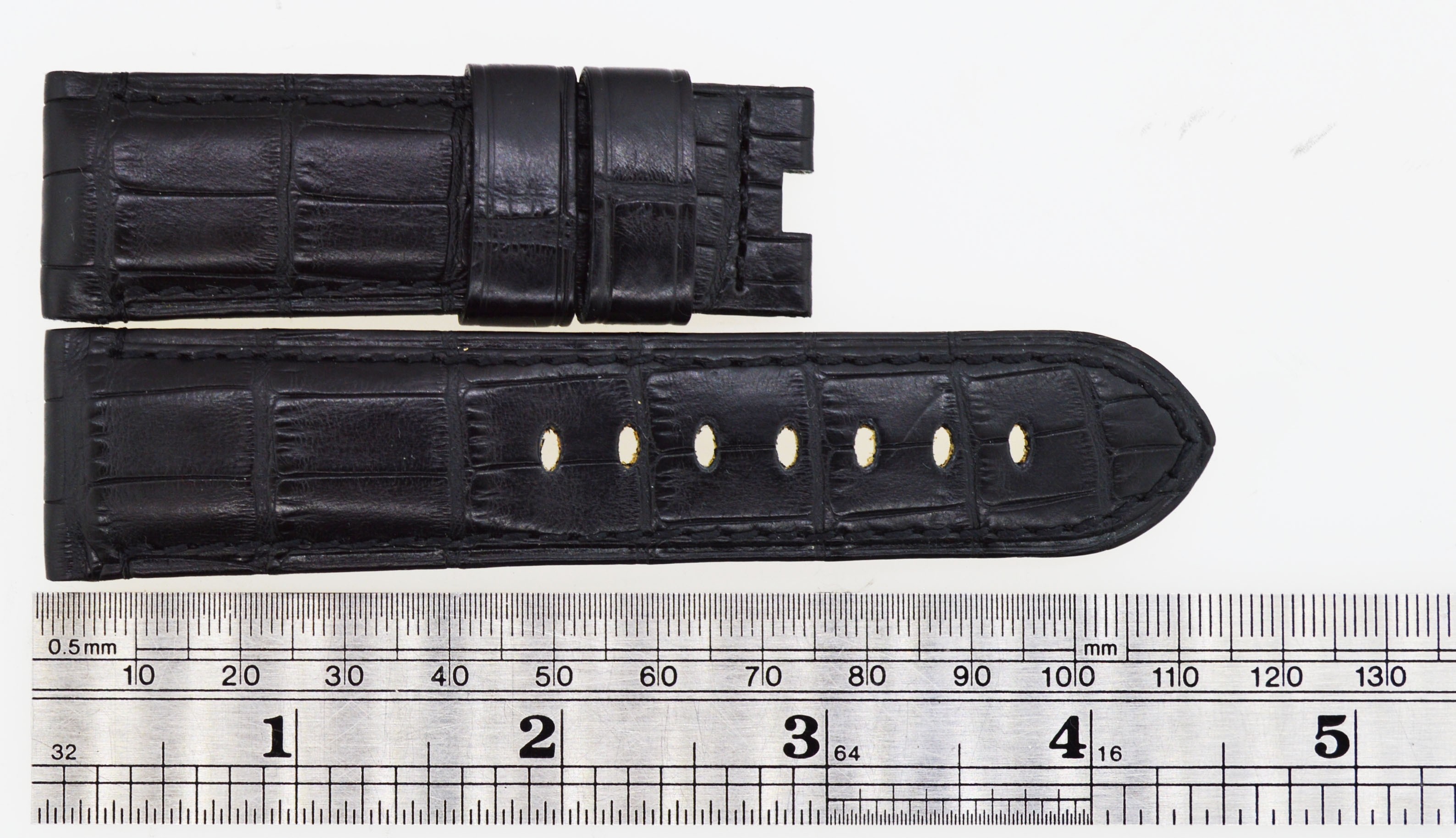 Genuine Panerai OEM 24mm Black Alligator Leather Strap For 44mm Luminor