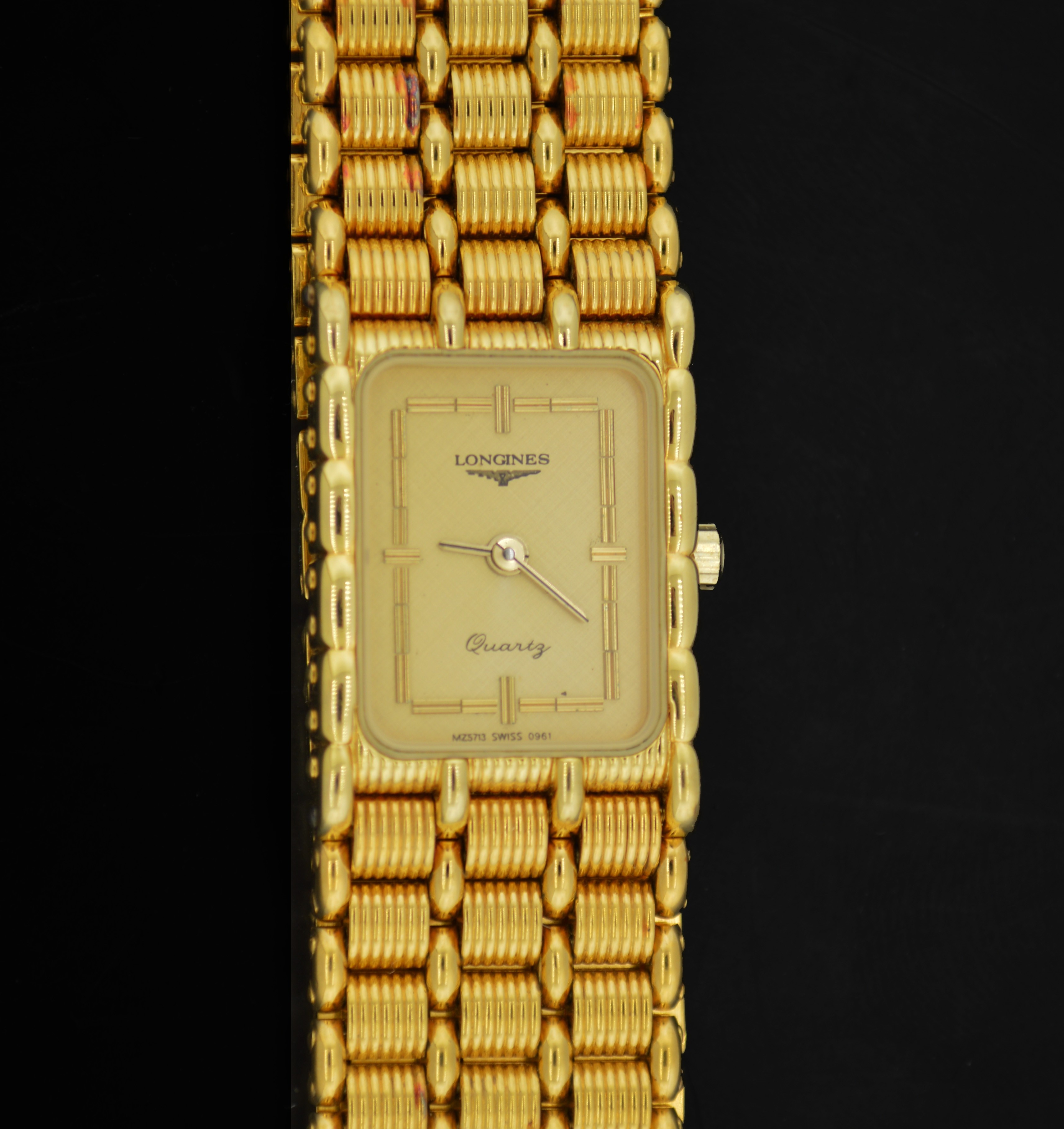 Vintage Longines 17mm Gold Plated 5j Cal 0961.2 Quartz Tank Watch