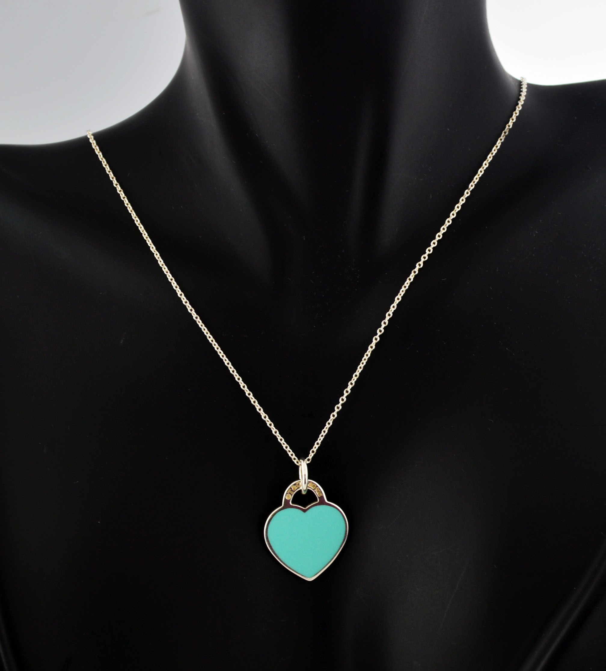 Return To Tiffany & Co 925 Sterling Silver Blue Enamel Heart Charm