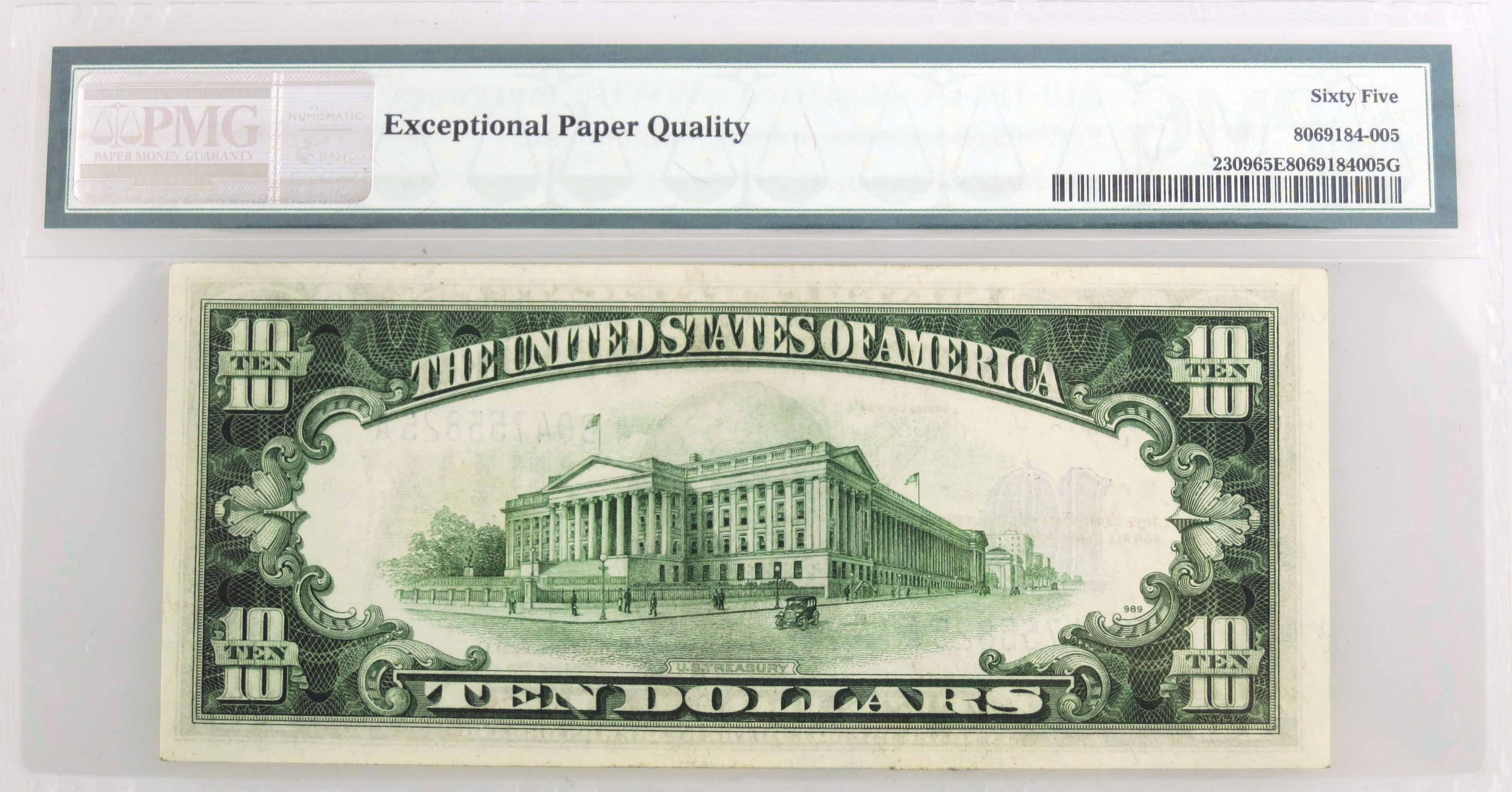 1934 A $10 North Africa Silver Certificate Fr#2309 BA Block PMG Gem UNC