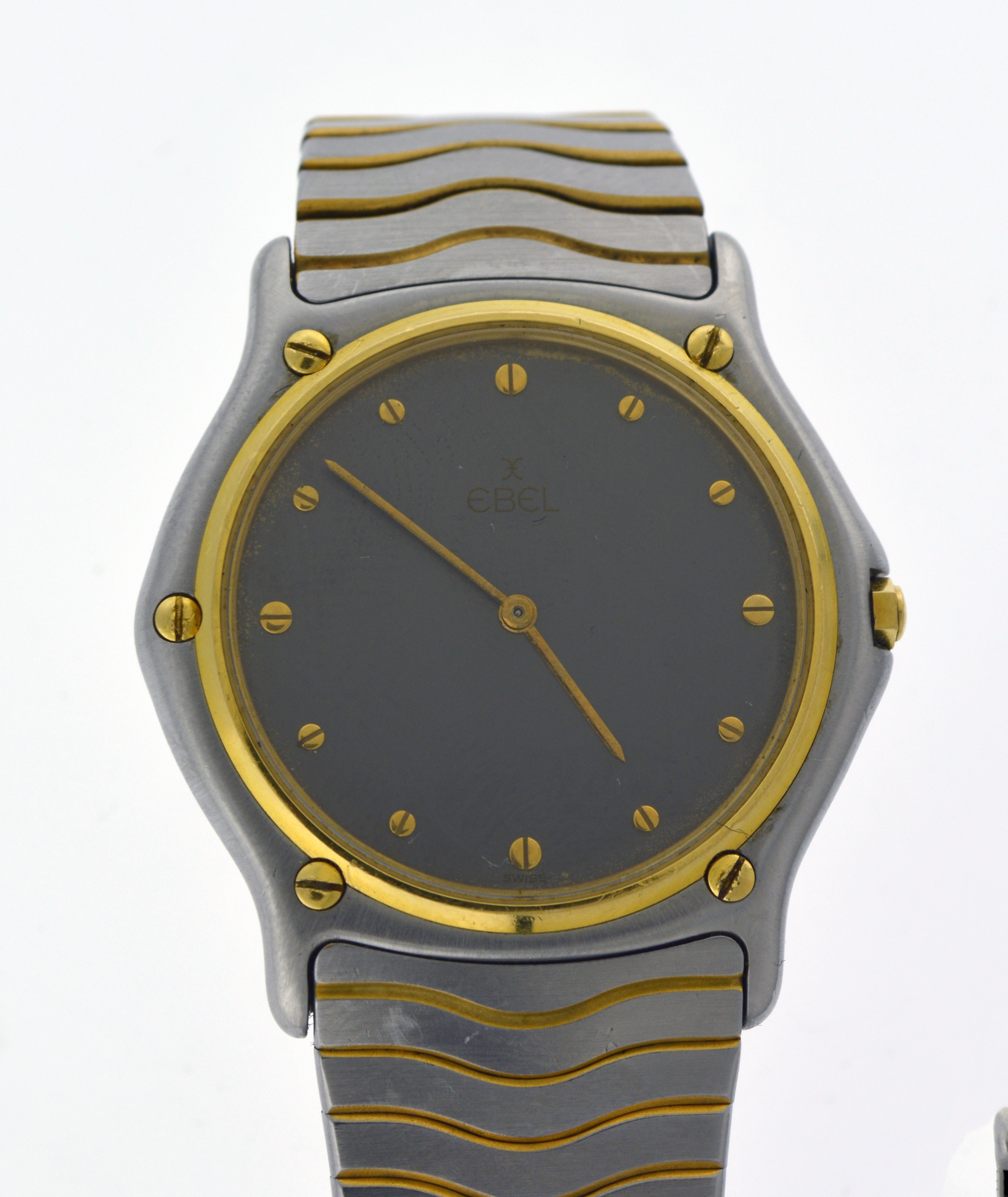 Ebel Classic Wave 36mm 18k Gold Bezel Stainless Steel Quartz Men's