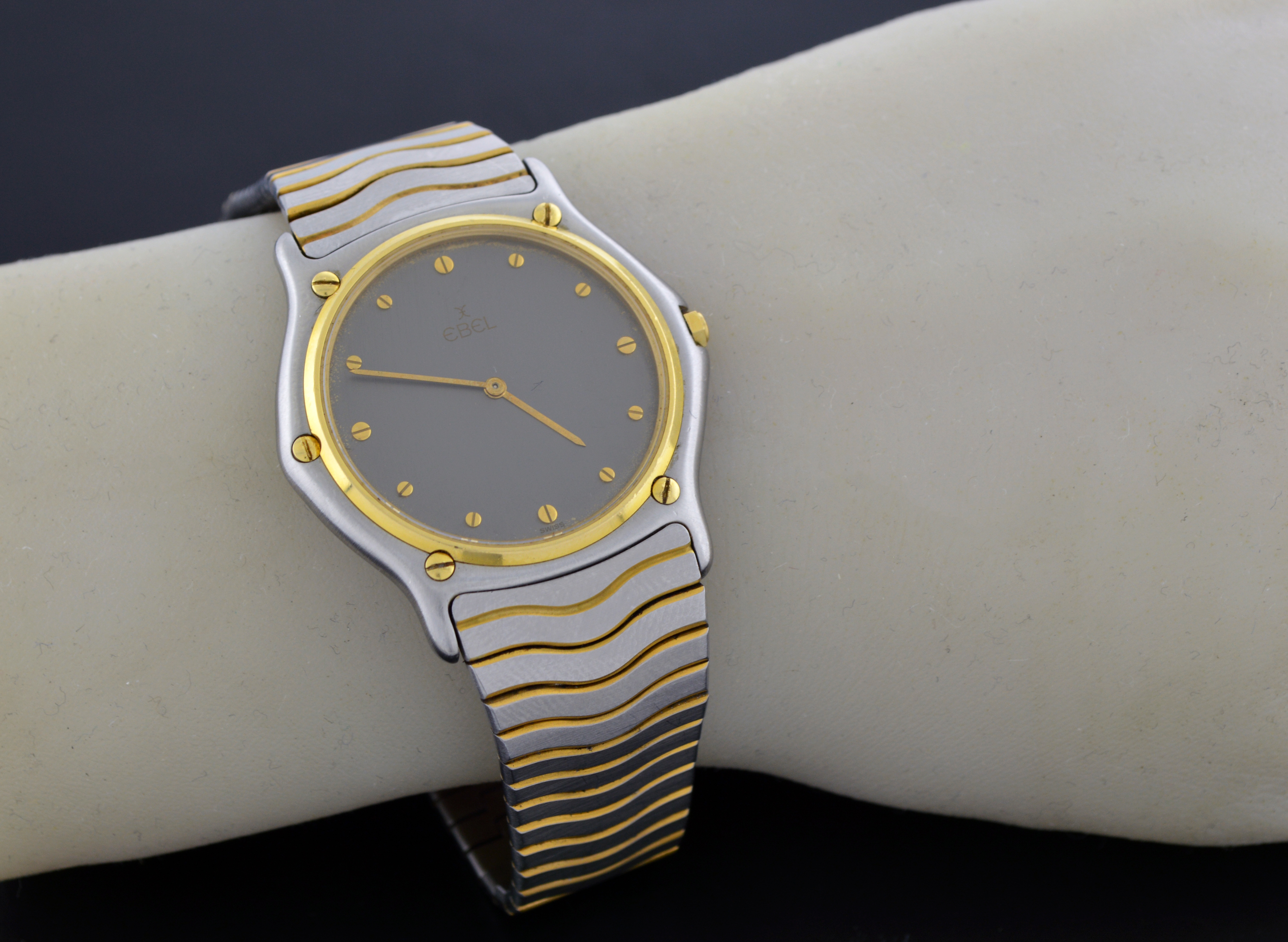 Ebel Classic Wave 36mm 18k Gold Bezel Stainless Steel Quartz Men's