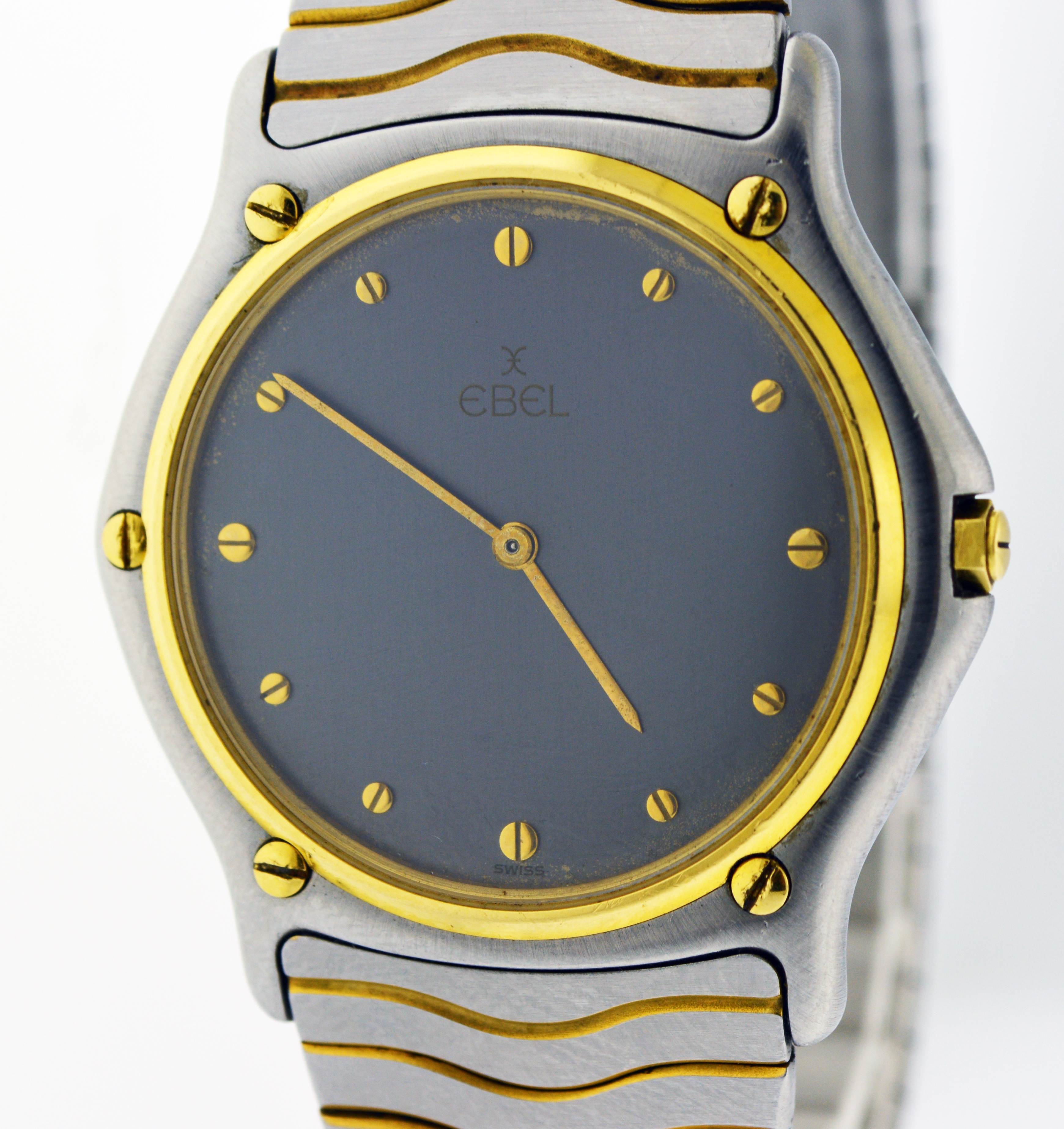 Ebel Classic Wave 36mm 18k Gold Bezel Stainless Steel Quartz Men's