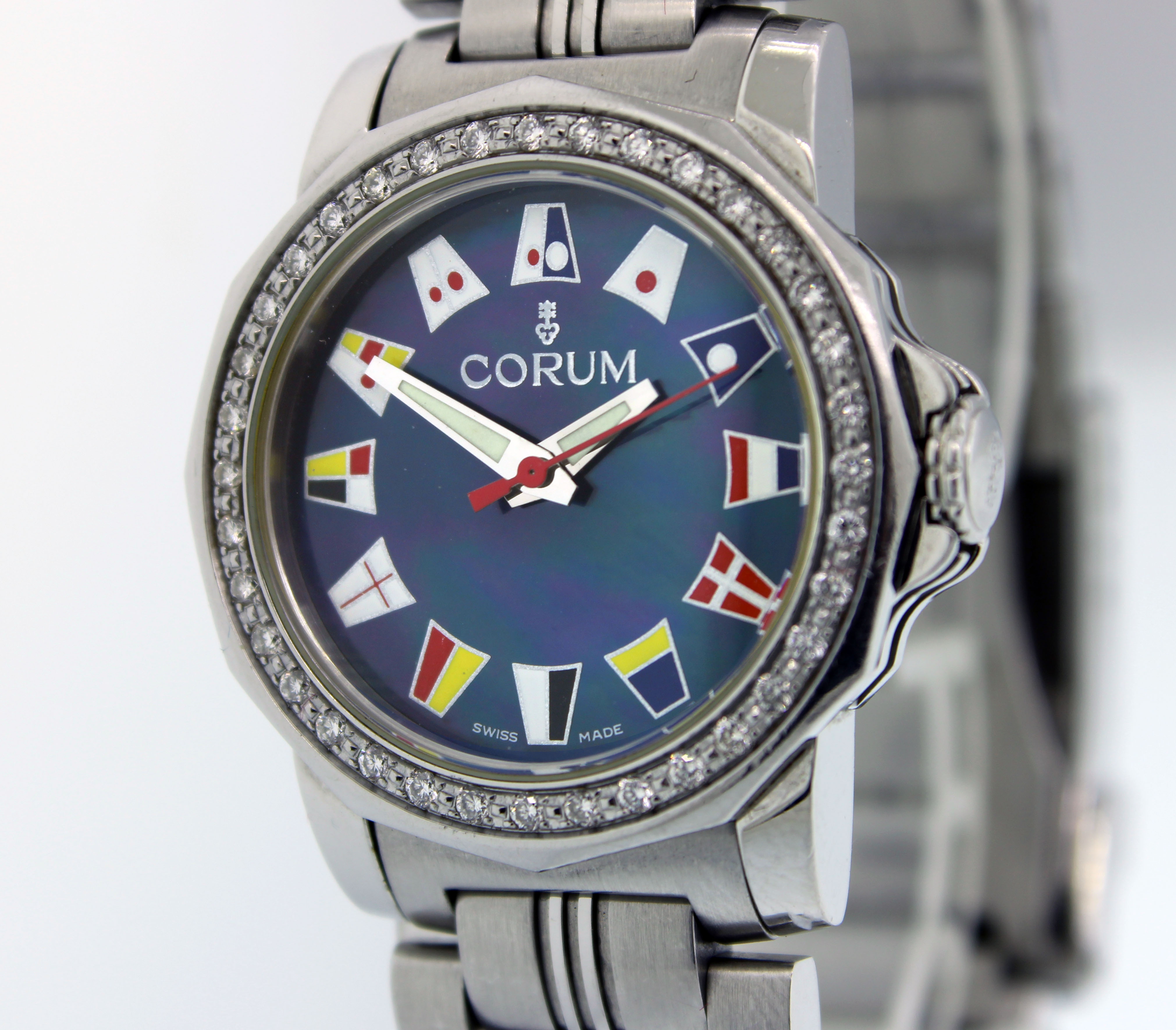 Corum Admiral's Cup 29mm Steel .54 Diamond Blue MOP Dial