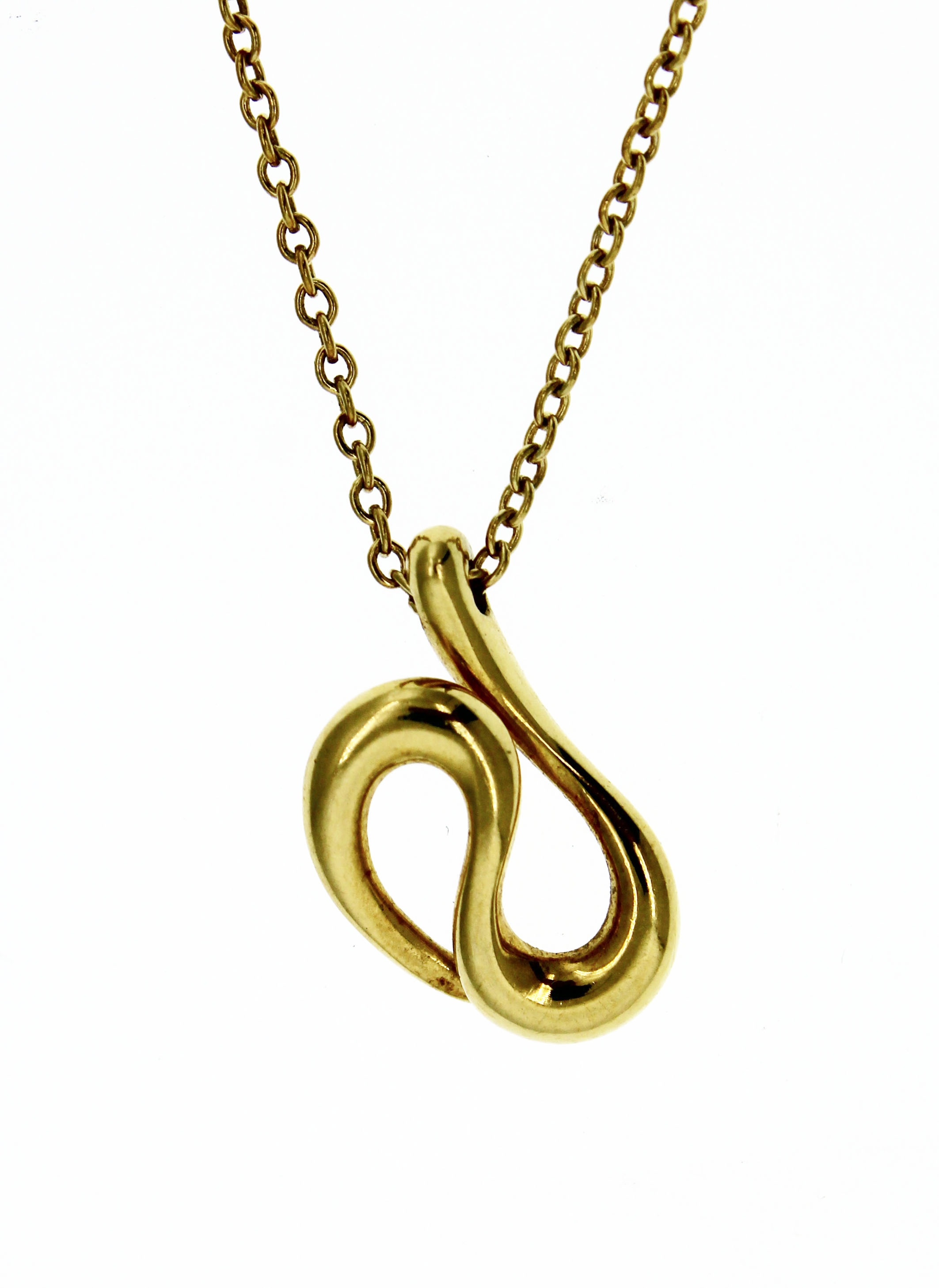 Tiffany & Co Elsa Peretti 18k Yellow Gold Open Wave Pendant