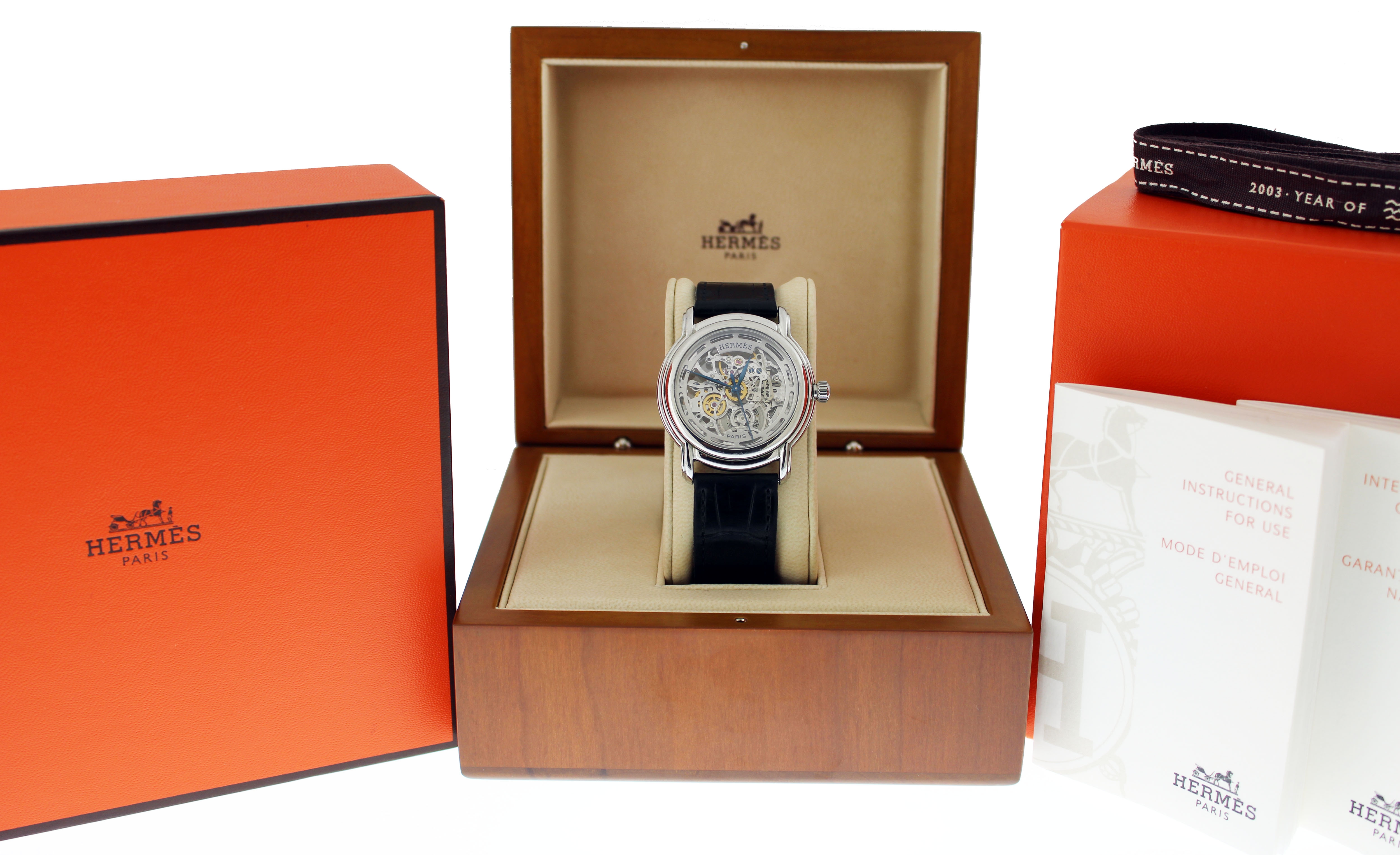 Hermes Sesame SM1-710 36mm Stainless Steel Squelette Skeleton