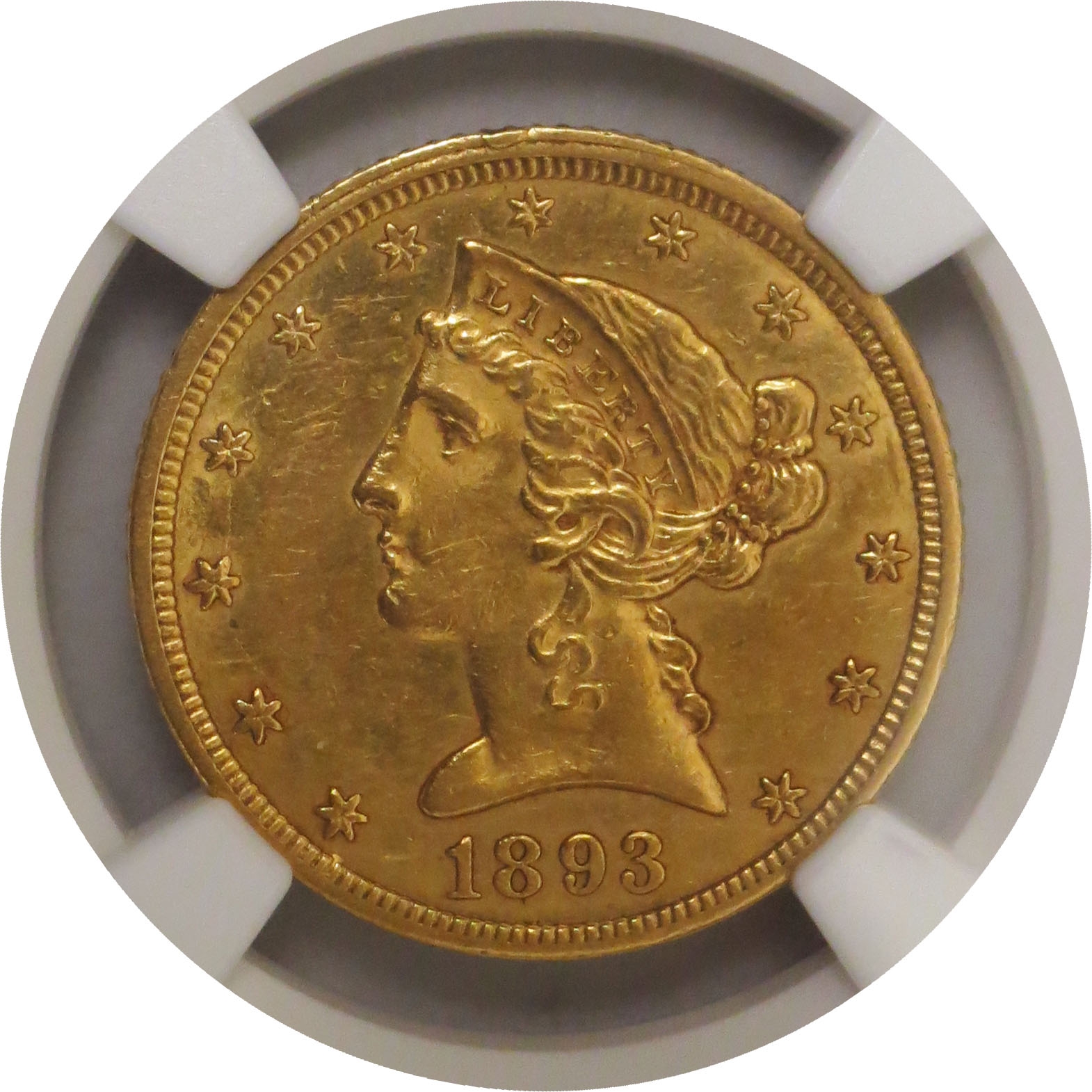 1893 CC $5 Liberty Head Half Eagle Gold NGC AU55+ | eBay
