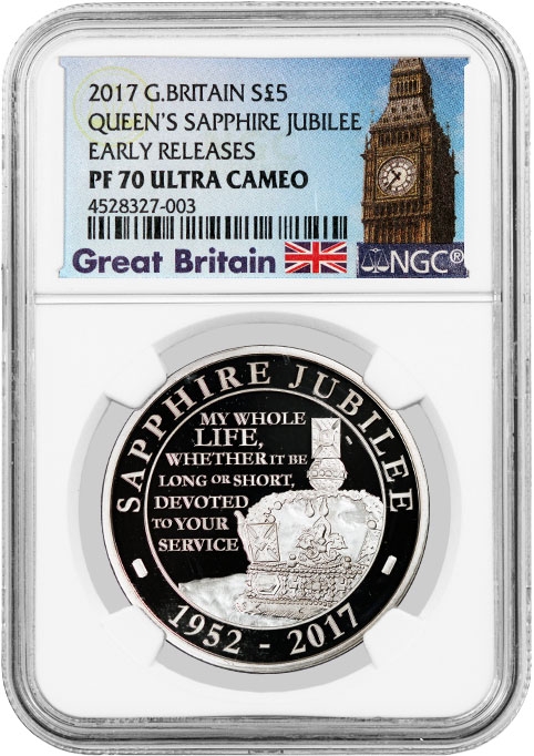 大人気新品セール ブ Proof £5 2017 .925 Queen's Britain Great Silver Fine コレクション
