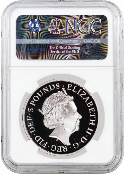 2017 £5 Proof .925 Fine Silver Great Britain Queen's